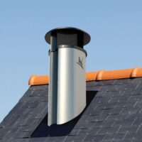 Horn izolat pentru centrale pe lemn, integral inox, montat pe acoperiș
